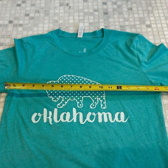Oklahoma Bison State Seal Teal Cotton T-Shirt - Picture 8 of 8